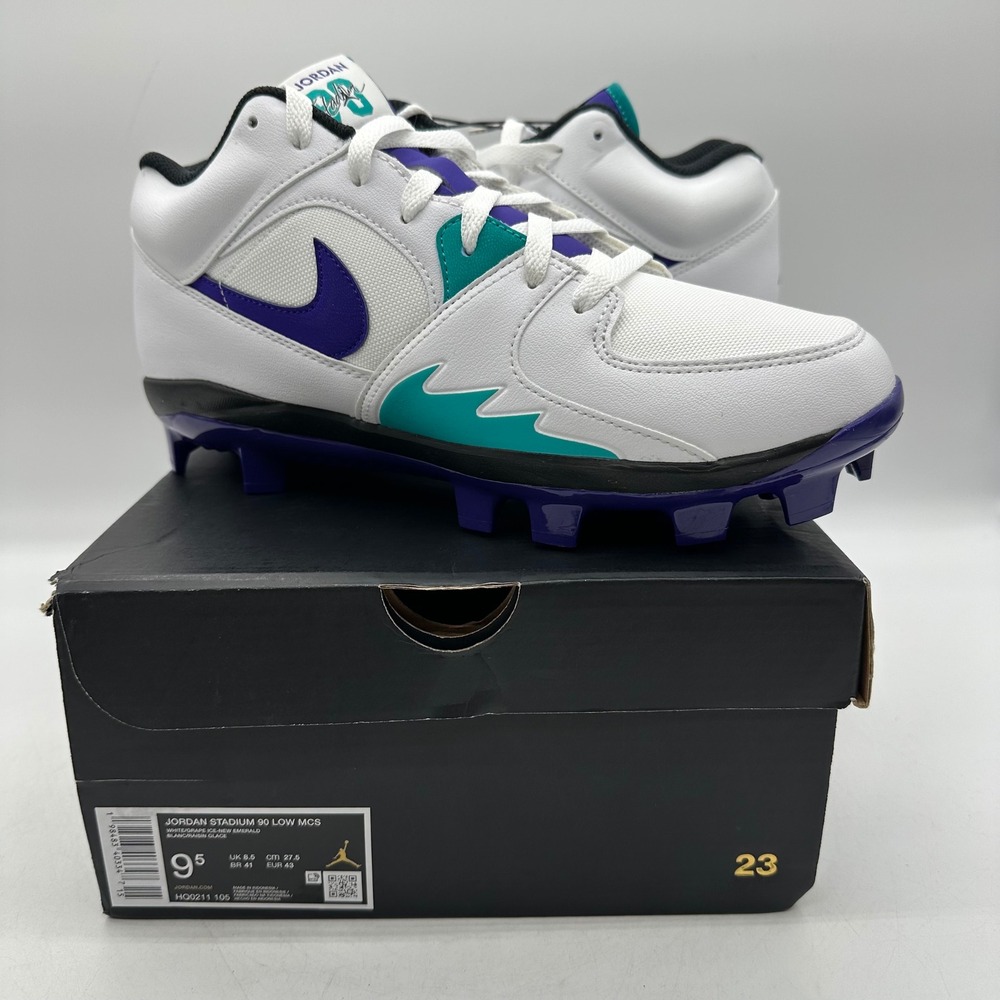 Nike HQ0211-105 Mens 9.5 Air Jordan Stadium 90 MCS White Grape Baseball Cleats